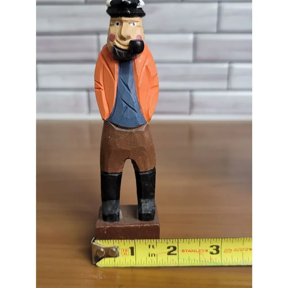 2 Wooden Carved Fisherman #A49